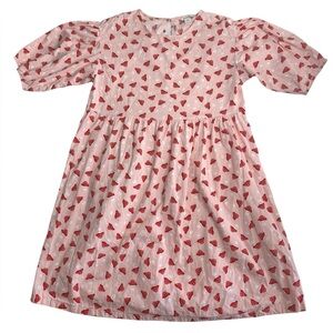 Monki‎ Pink Mushroom Print Puff Sleeve Dress – Size L (Fits Oversized)